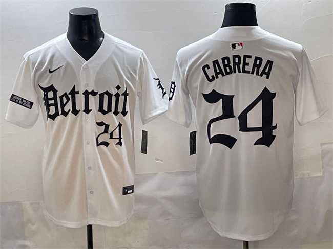 Men%27s Detroit Tigers #24 Miguel Cabrera White Motor Gothic Edition Vapor Premier Limited Stitched Jersey->detroit tigers->MLB Jersey